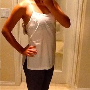 Lululemon White peplum cut out built in bra workout top